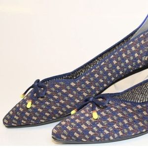 NEW Never worn Rothy's The Bow Point Evening Metallic Knit Fabric Flats 8